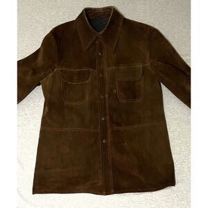 Kirk Suede life Rancher Suede Leather Jacket Lined Vintage size L fashion heavy